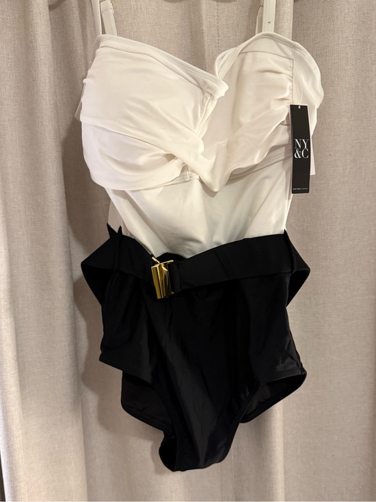 New York & Company Other - New York & Company Belted Two-Tone Black and White One Piece Swimsuit L